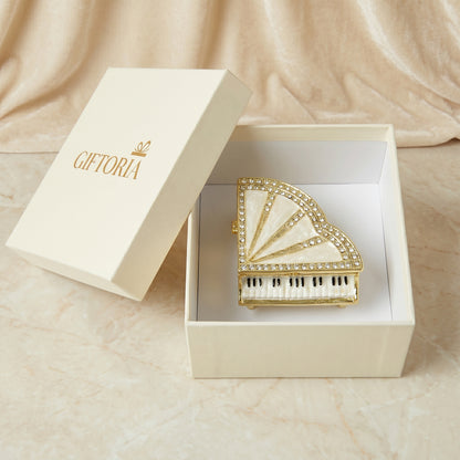 White piano jewellery box in elegant gift ready packaging, a thoughtful jewellery gift for her in Australia.