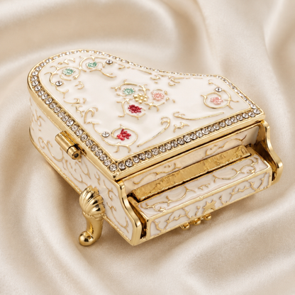 white vintage grand piano jewellery box main
